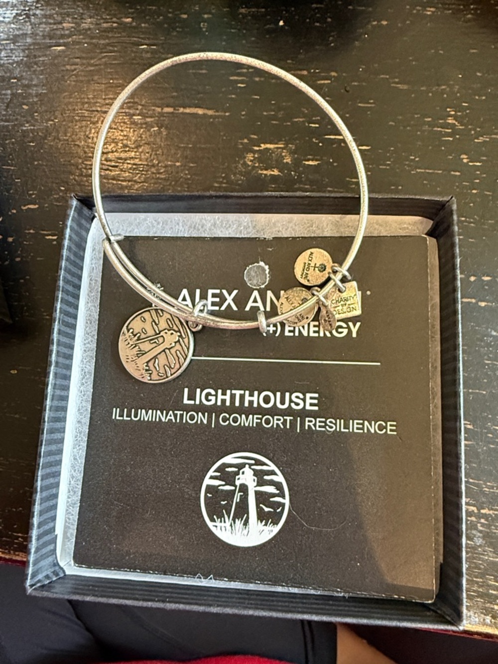 Alex and Ani Silver Lighthouse Charm Bangle Bracelet